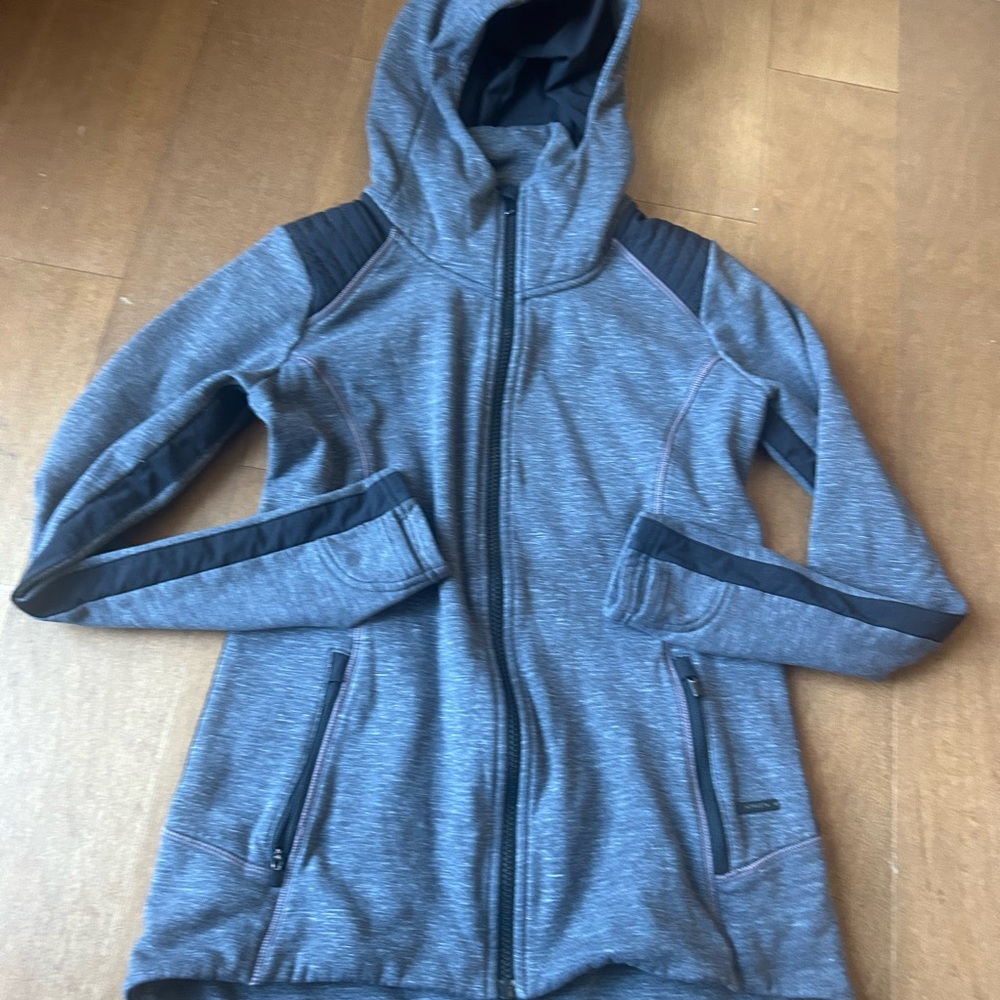 Athleta Stronger Full Zip Fleece Hoodie Gray Women's Size S Long Sleeve